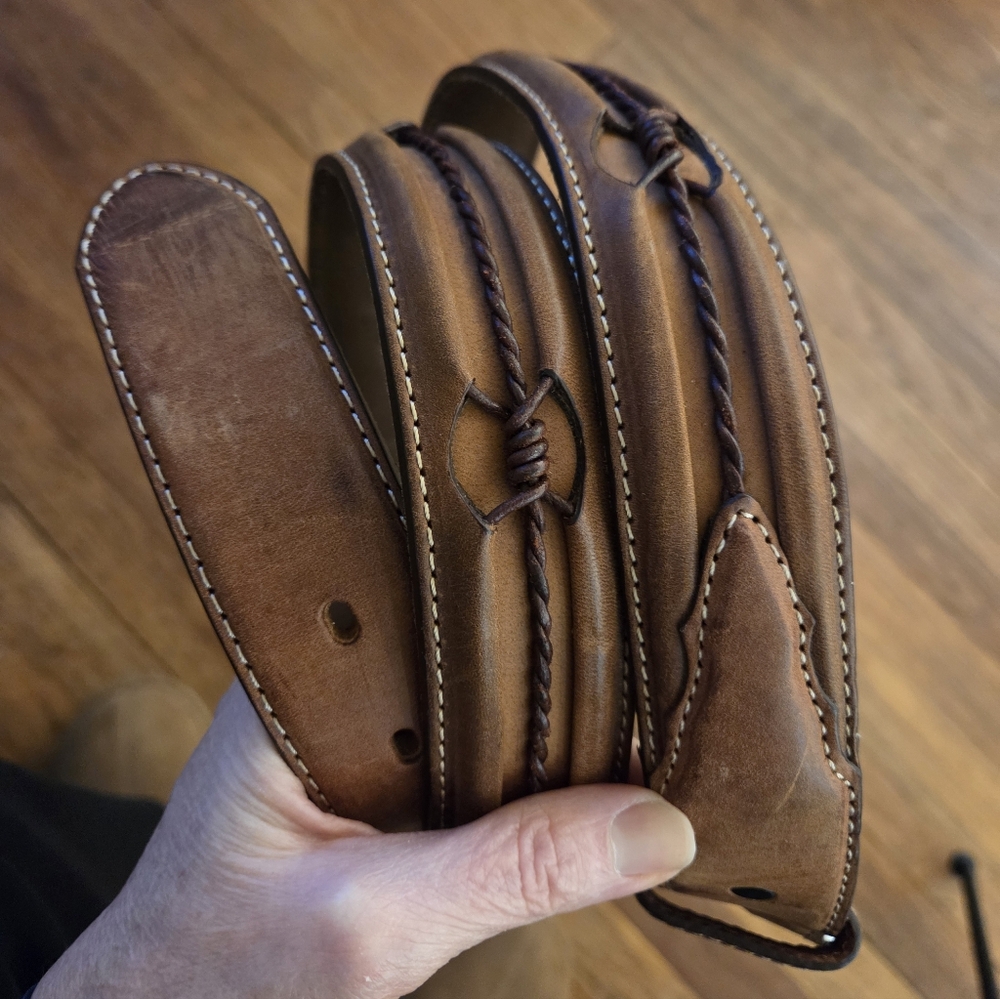 Leather Western Belt with Silver Buckle - Picture 6 of 16